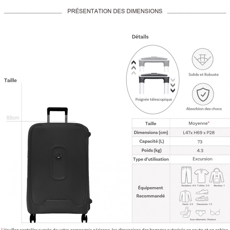 New Delsey Valise Moyenne Rigide Delsey Montcenis 69Cm Tsa Polypropylene