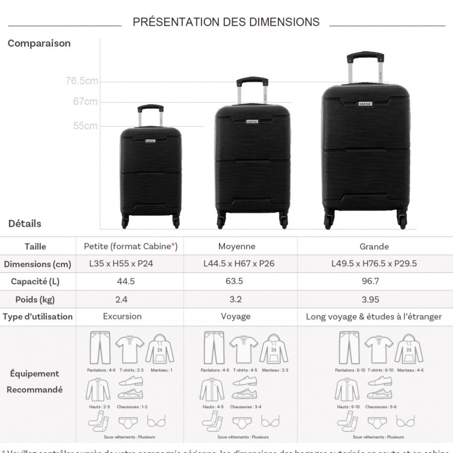 Online Cactus Lot 3 Valises Dont 1 Valise Cabine Rigides Cactus Abs