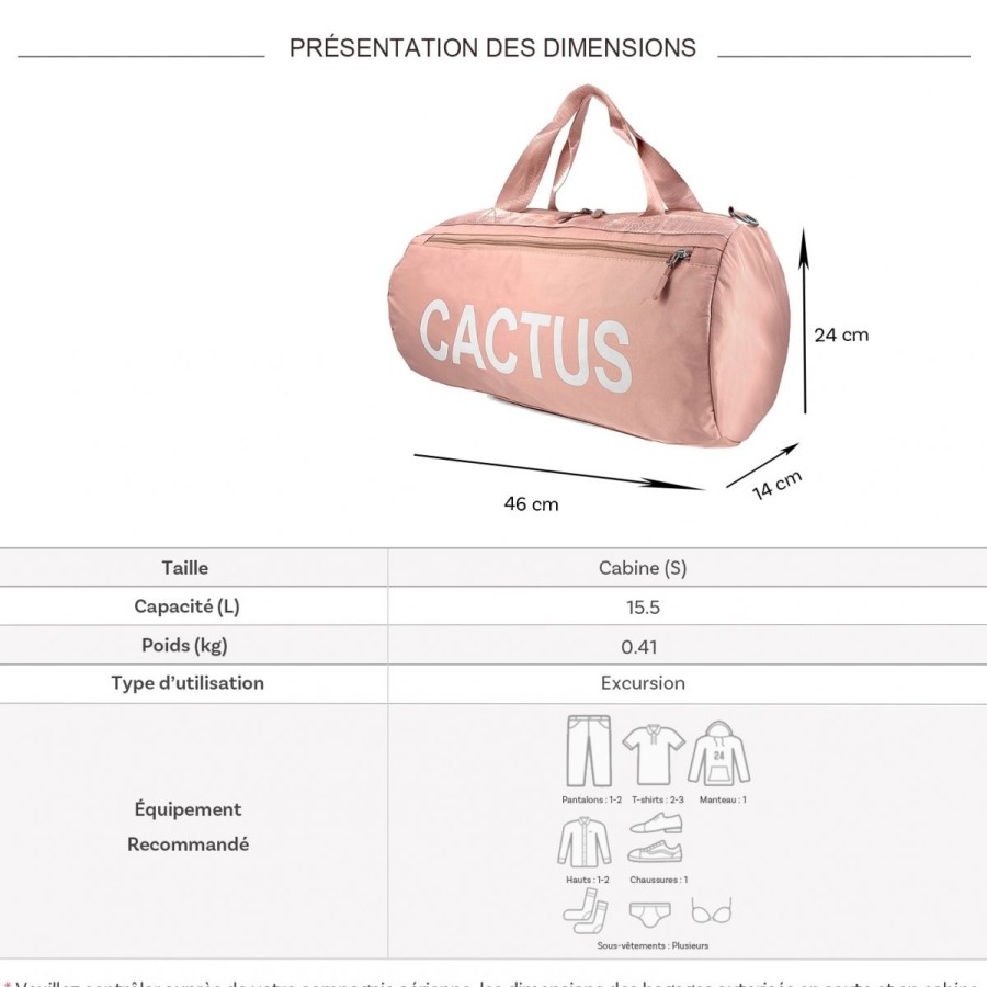 Online Cactus Sac De Voyage Week-End 15,5L Et Sport Cactus Sans Roulettes