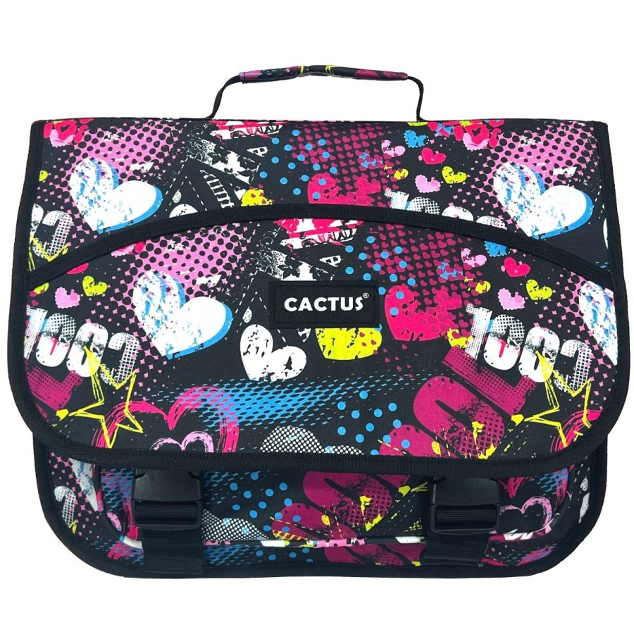 Clearance Cactus Cartable Scolaire Double Compartiment & Trousse Offerte Cactus Sans Roulettes