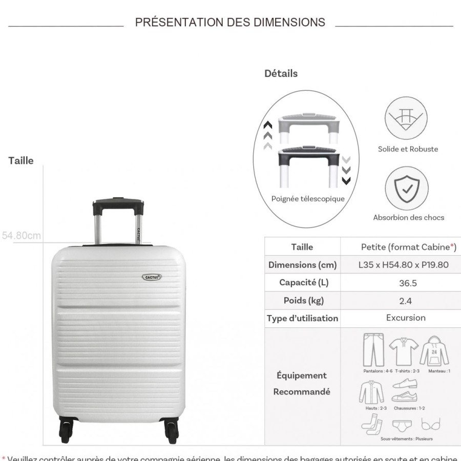 Best Cactus Valise Cabine Passe-Partout Rigide Cactus Abs 54.80Cm