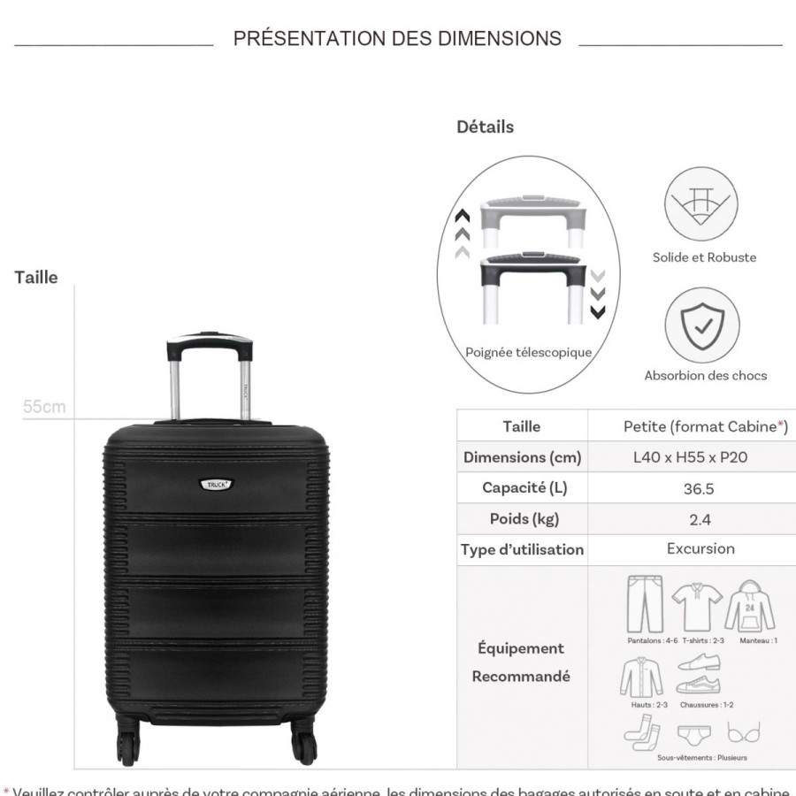 New Truck Valise Cabine Rigide Truck Abs 55Cm