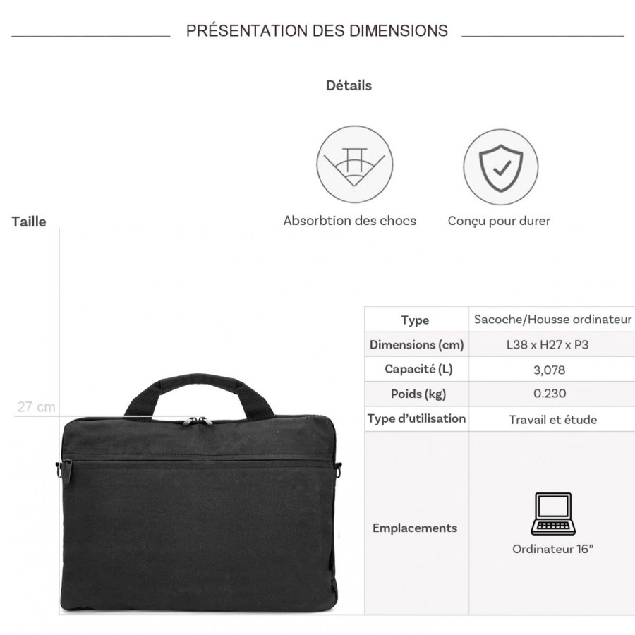 Wholesale Degré Sacoche Housse Pour Ordinateur Portable Degre 16"