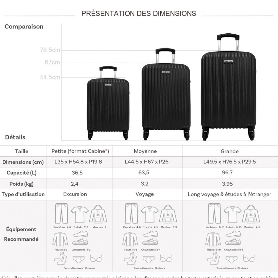 Clearance Cactus Lot 3 Valises Dont 1 Valise Cabine Rigides Cactus Abs